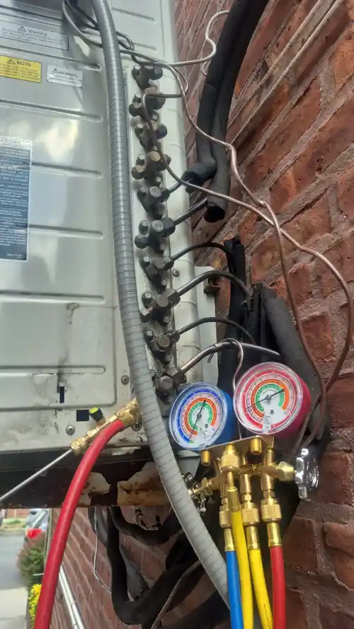 Old window AC unit removed from wall for replacement or service